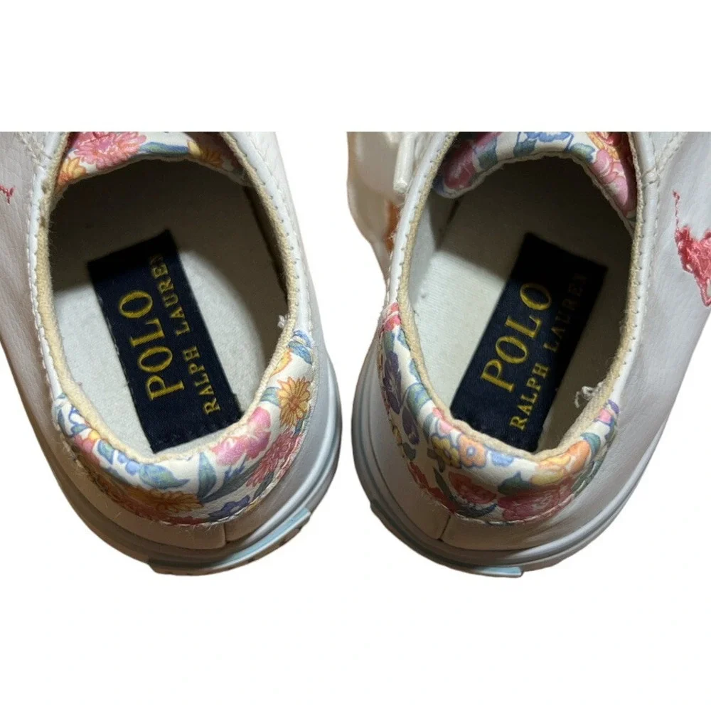 Ralph Lauren Polo Girls Sneakers White And Floral Size 13 Shoes‎